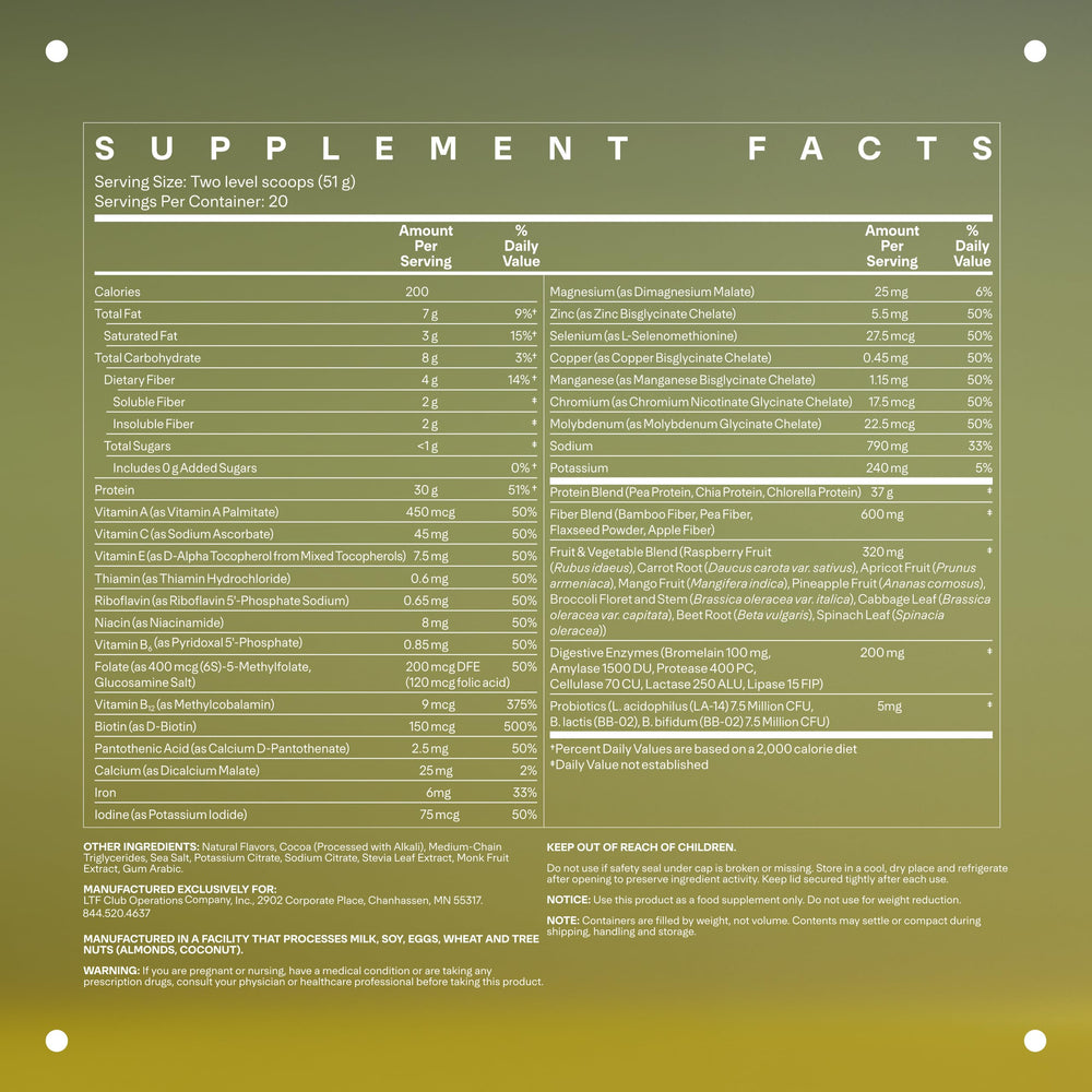 LTH Fuel Vegan protein powder in glass for quick shakes.