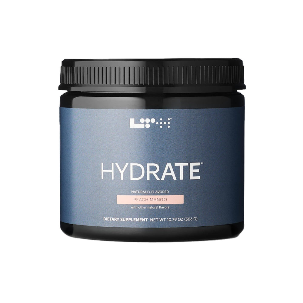 LTH Hydrate peach mango tub ready for daily electrolyte refreshment.