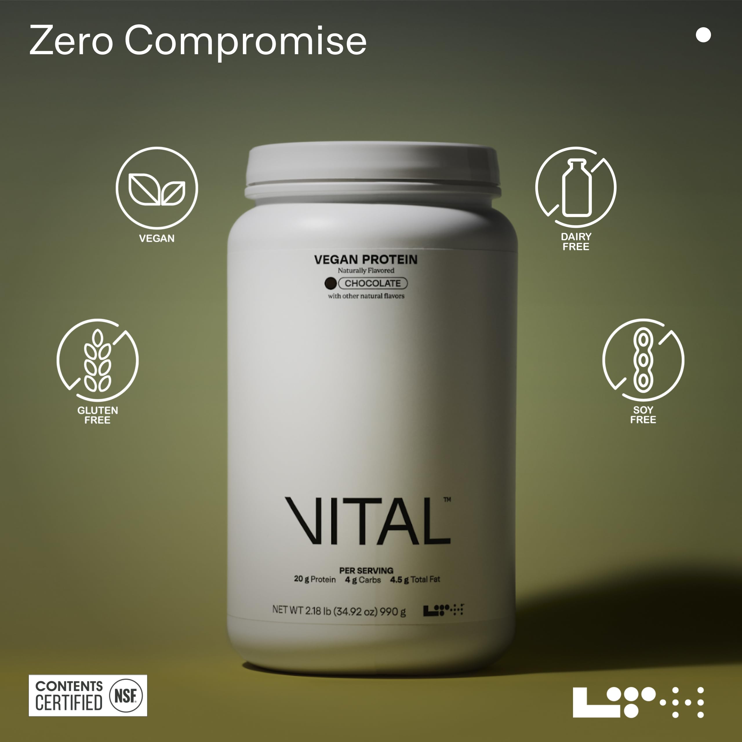 LTH Vital Vegan Protein gluten free packaging symbol for allergen conscious shoppers