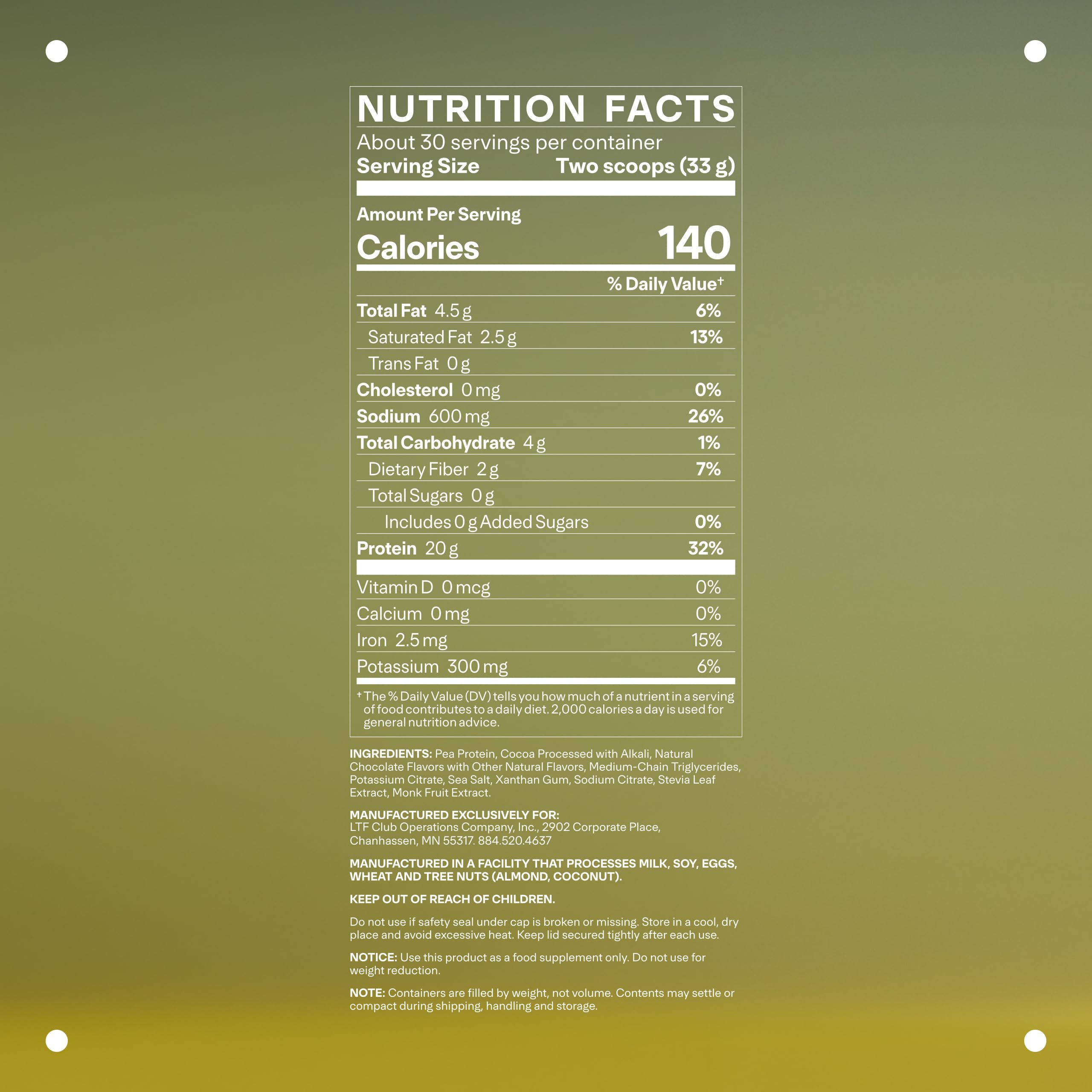 LTH Vital Vegan Protein ingredients yellow pea close-up highlighting clean plant protein