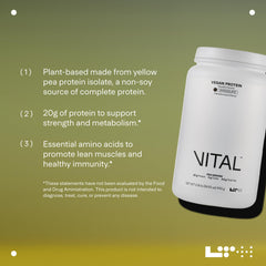 LTH Vital Vegan Protein prepared shake displaying smooth texture and chocolate flavor