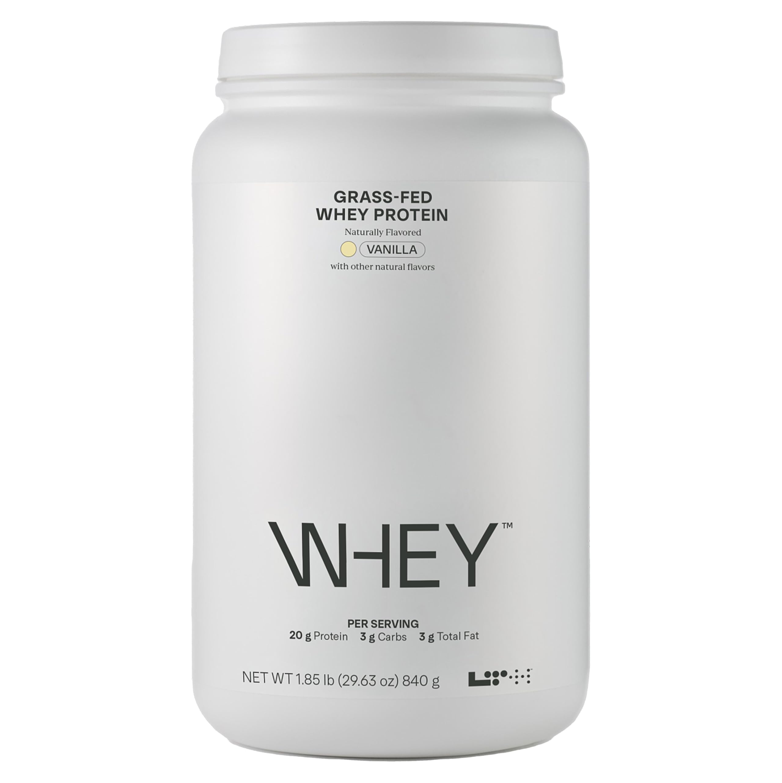 LTH Whey Protein bottle in vanilla flavor highlighting grass-fed protein for lean muscle support.