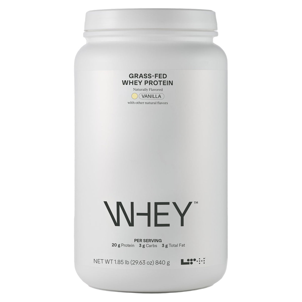 LTH Whey Protein bottle in vanilla flavor highlighting grass-fed protein for lean muscle support.