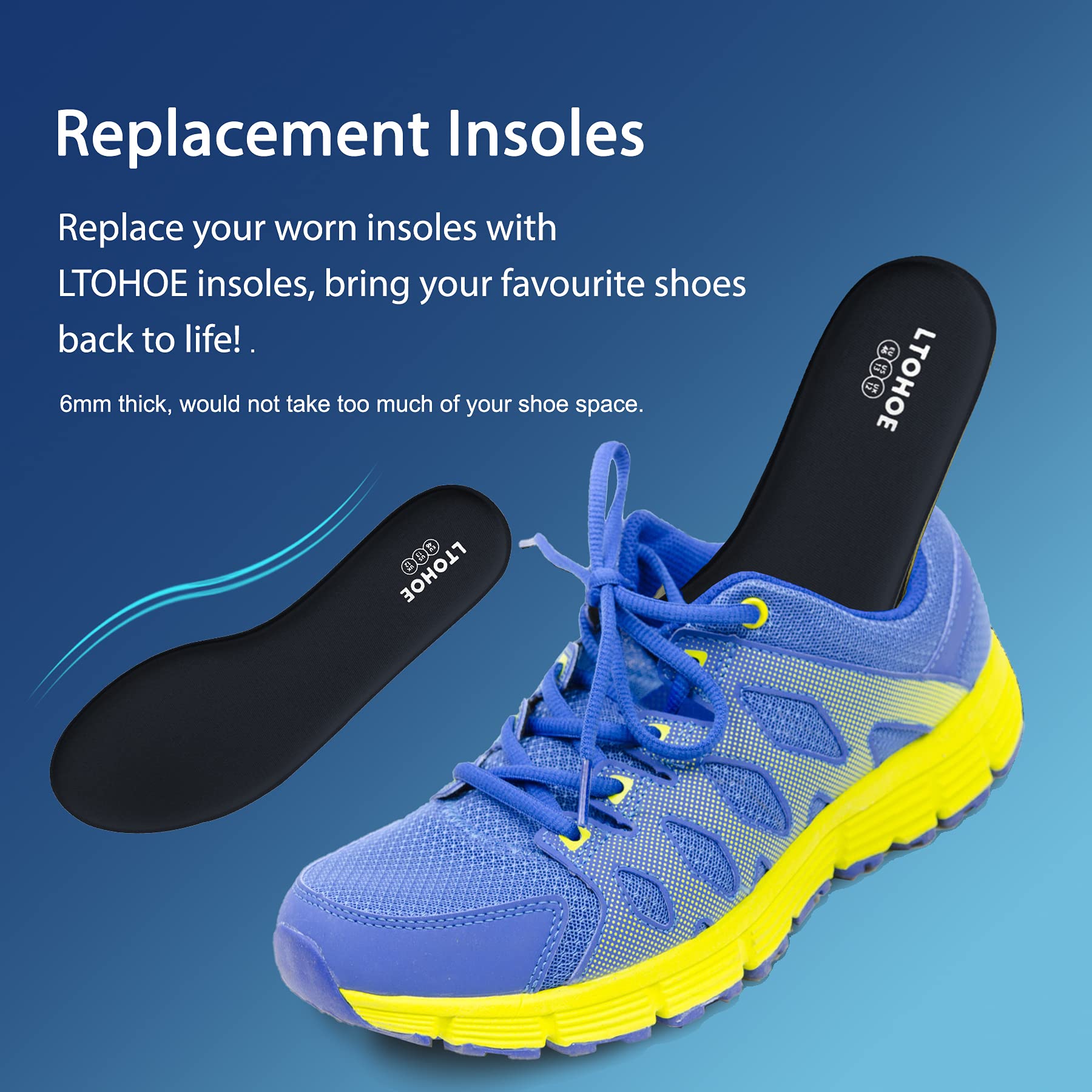 LTOHOE memory foam insole helps feet stay dry and fresh in work shoes.
