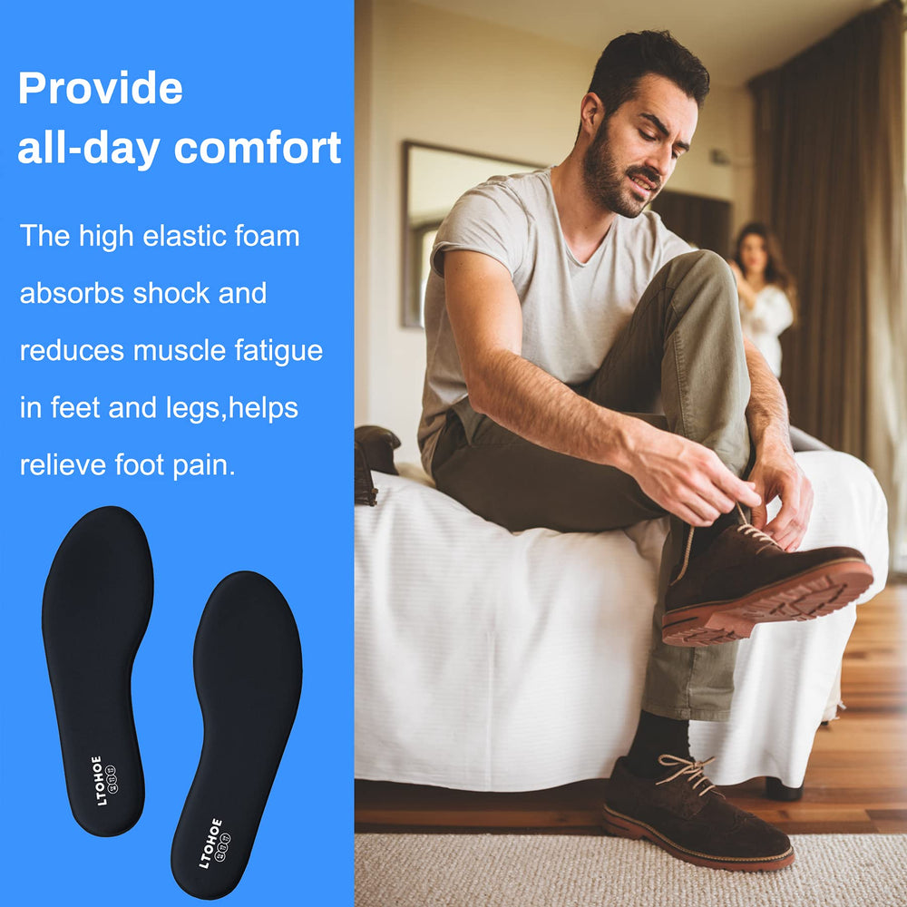 LTOHOE memory foam insoles inside shoe demonstrating enhanced cushioning