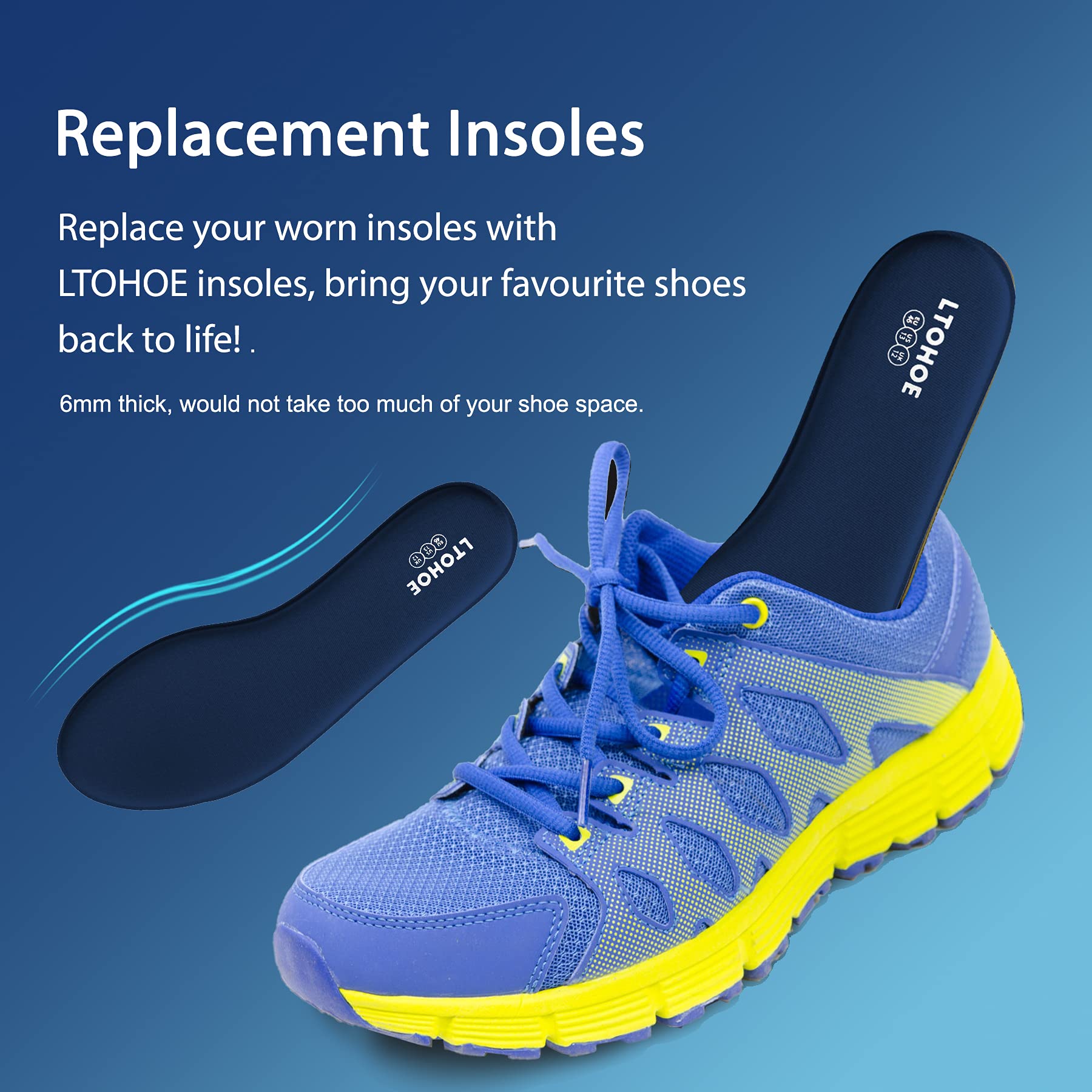 LTOHOE insoles are washable for easy care.