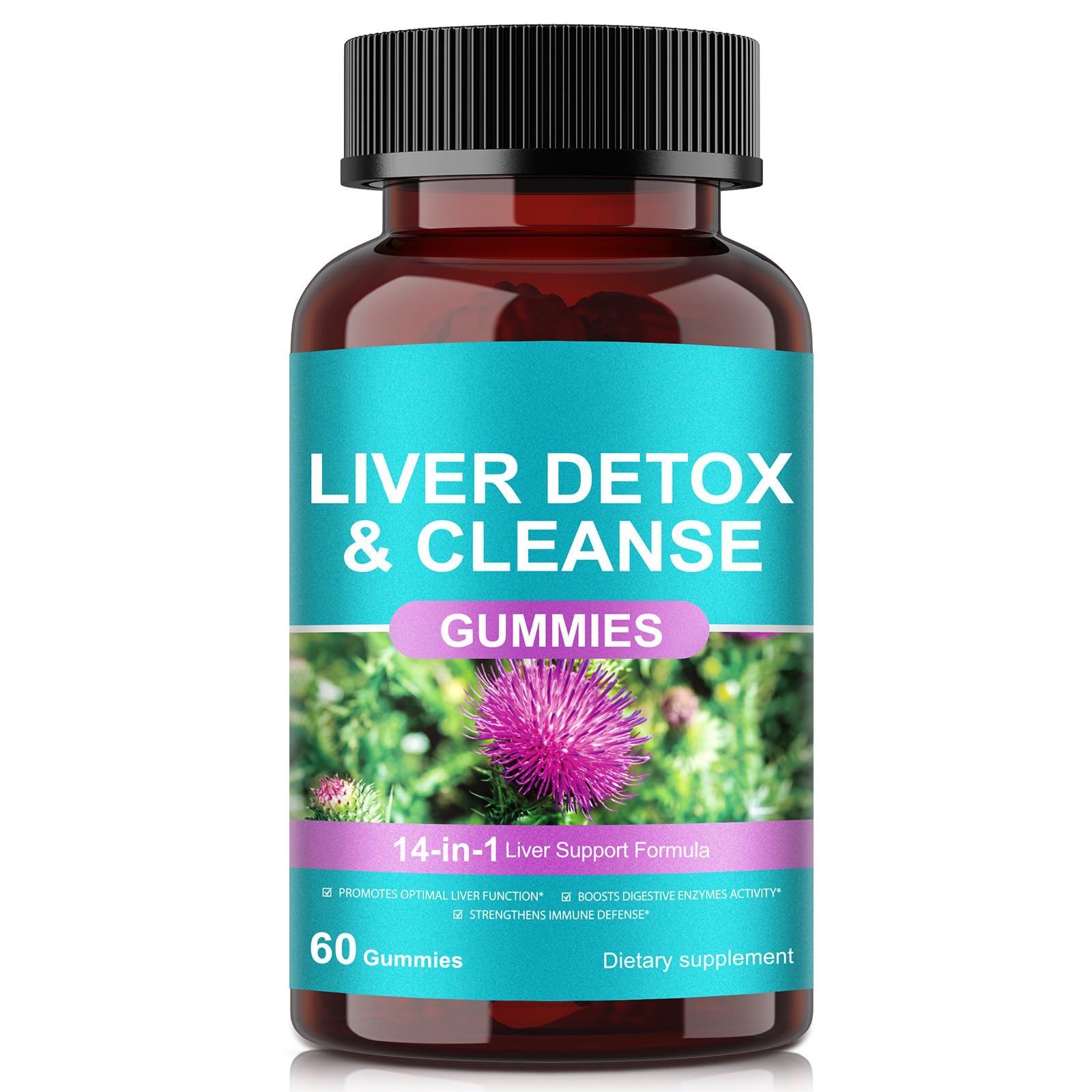 LTQXGT liver gummies bottle with raspberry flavor for daily wellness support.