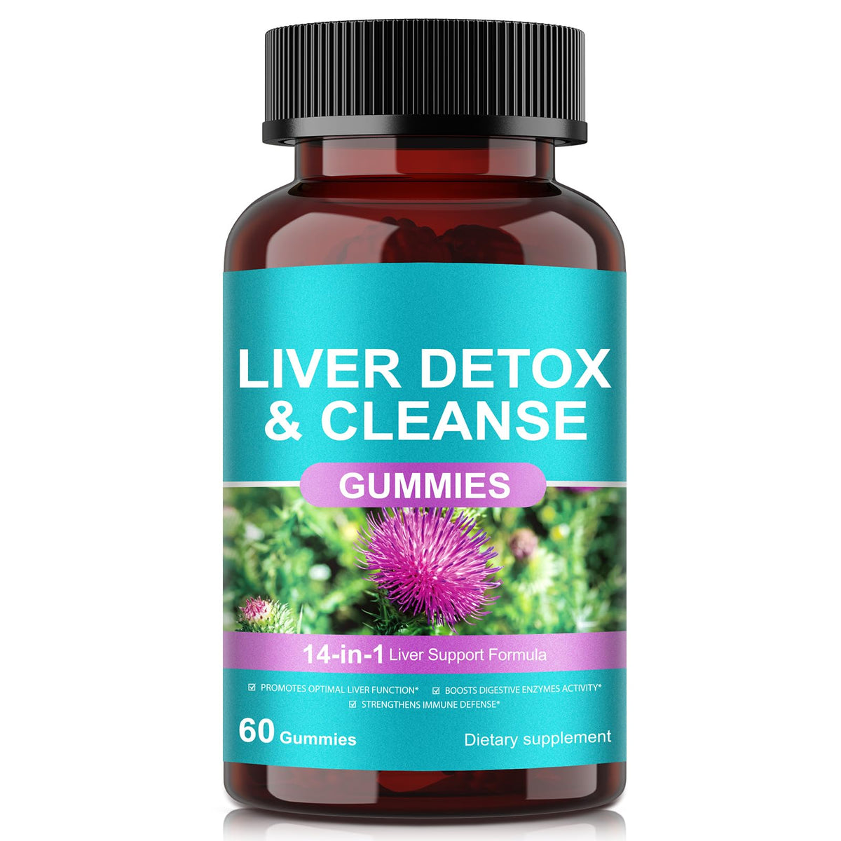 LTQXGT liver gummies bottle with raspberry flavor for daily wellness support.