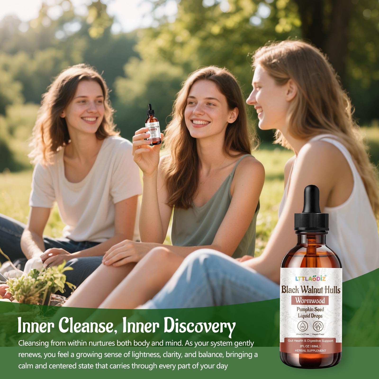 LTTLAODIZ tincture dropper demonstrates alcohol-free formula