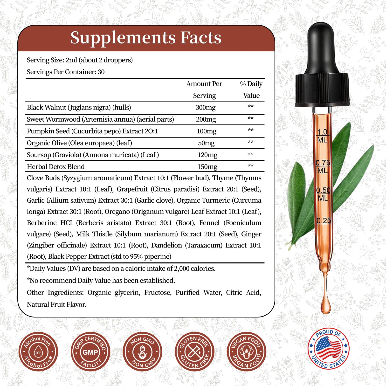 LTTLAODIZ wormwood tincture drops for daytime balance