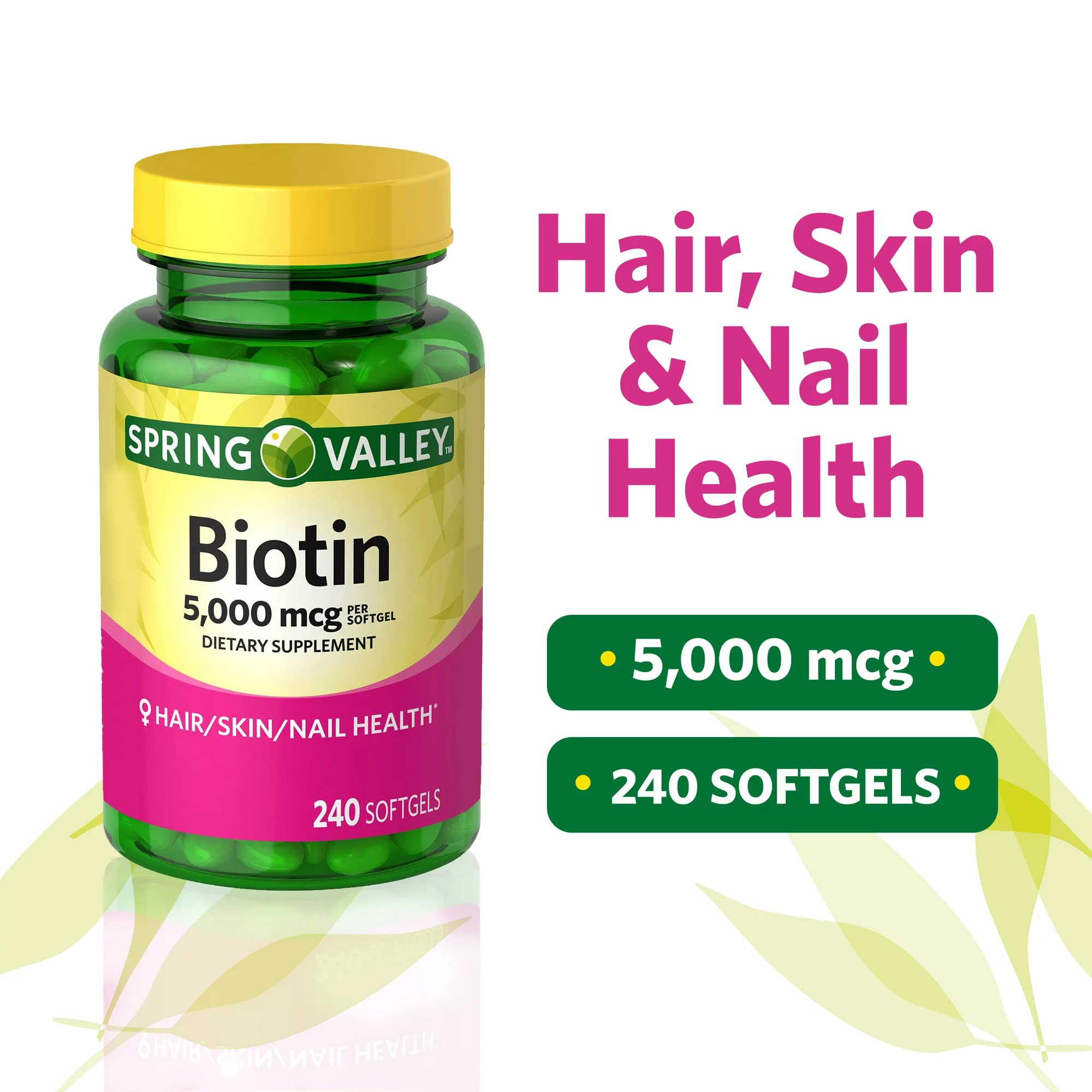 LUAL biotin 5000 mcg caplets closeup highlighting quality ingredients.