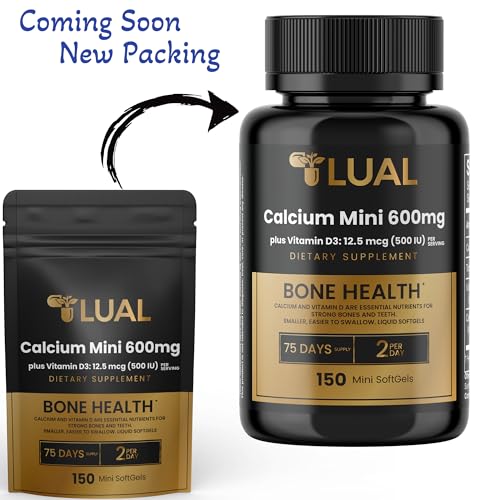 LUAL Calcium Minis bottle side reveals compact, travel-friendly packaging.