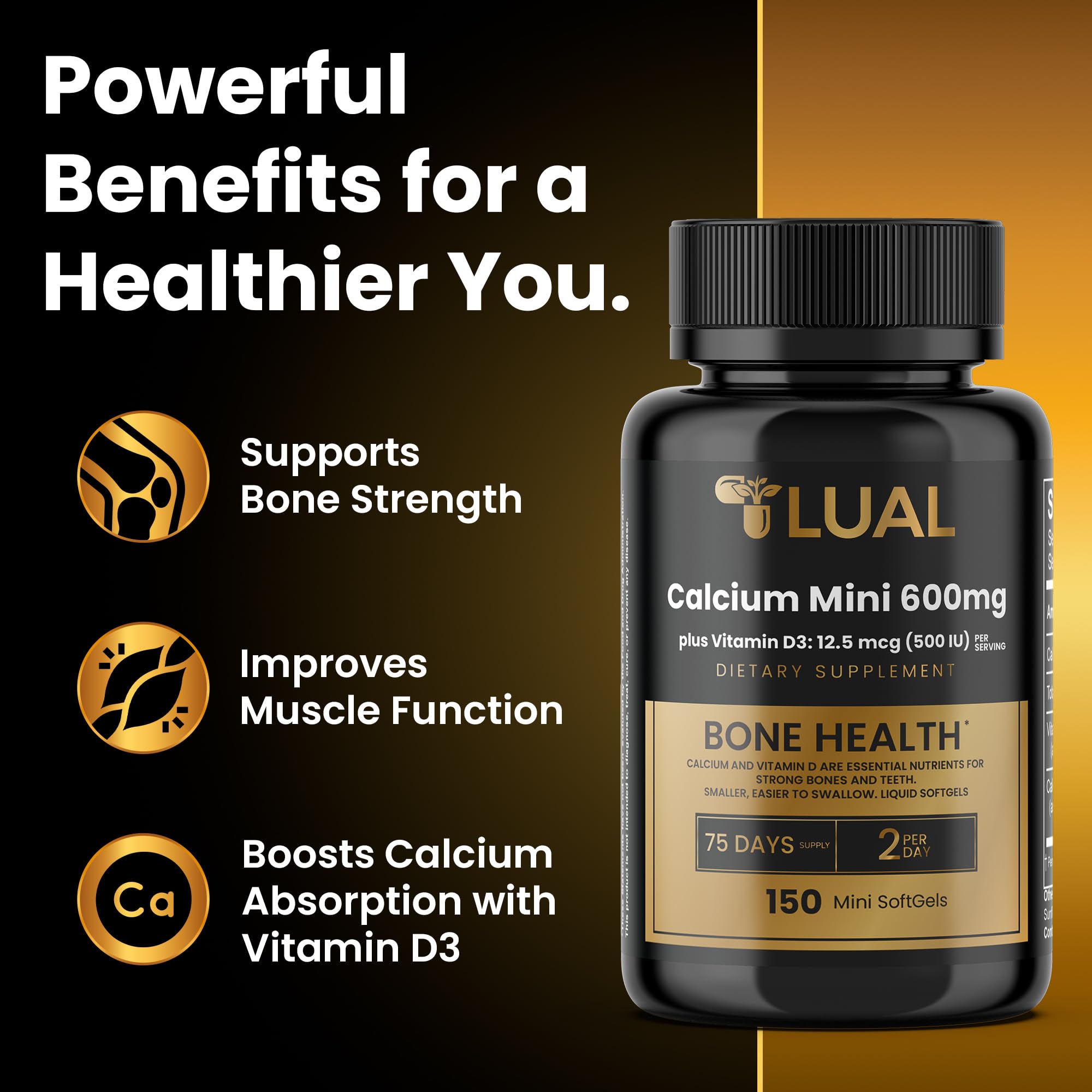 Gluten-free and non-GMO icon with LUAL Calcium Minis.