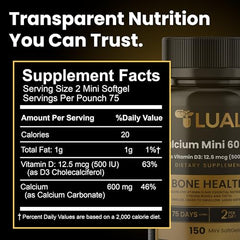 Close-up of LUAL mini softgels demonstrates smooth, easy swallowing.