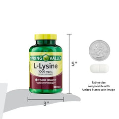 Close-up of L-Lysine 1000mg tablet for easy swallowing.