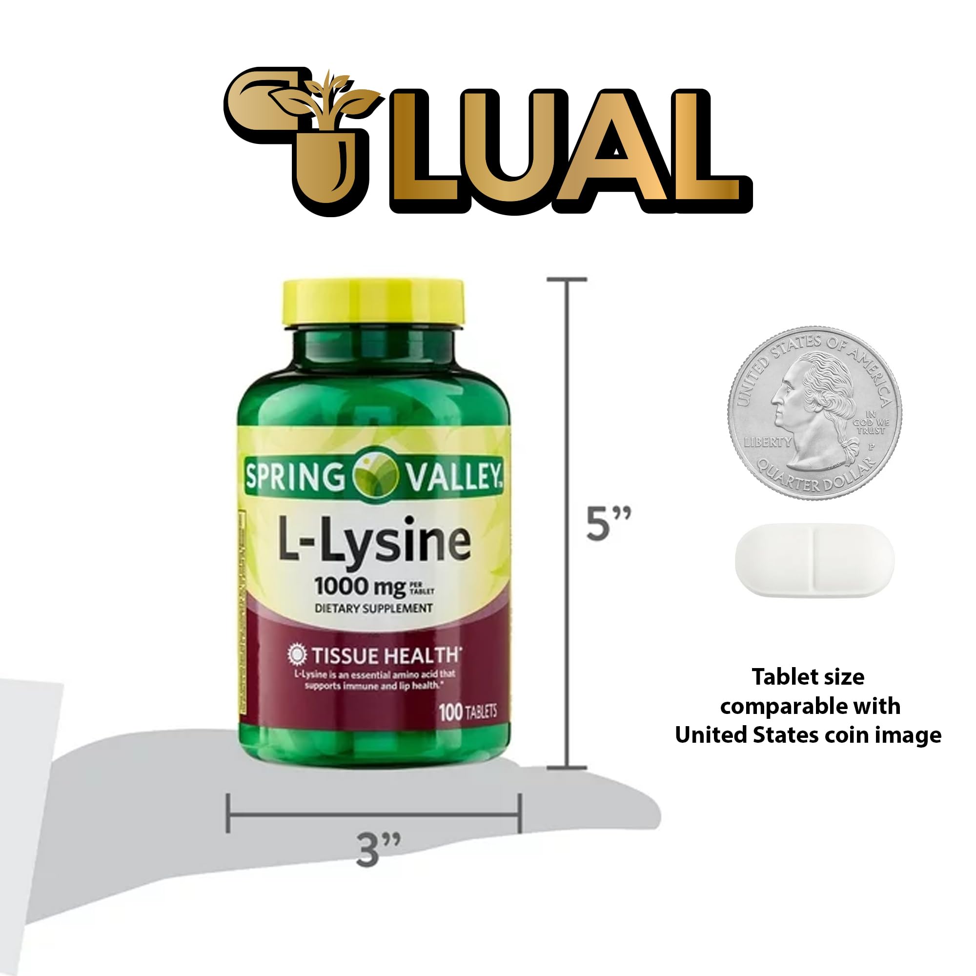 Wellness scene with LUAL Lysine bottle and routine.