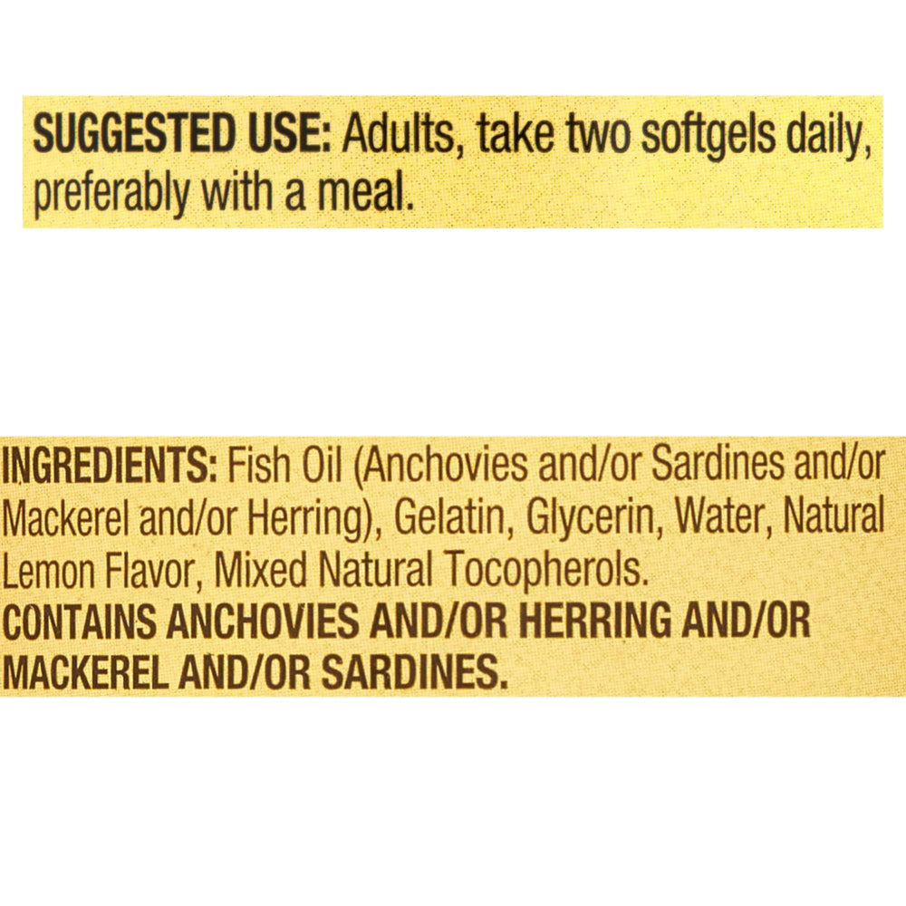 LUAL Omega-3 Mini label shows 1000 mg per serving