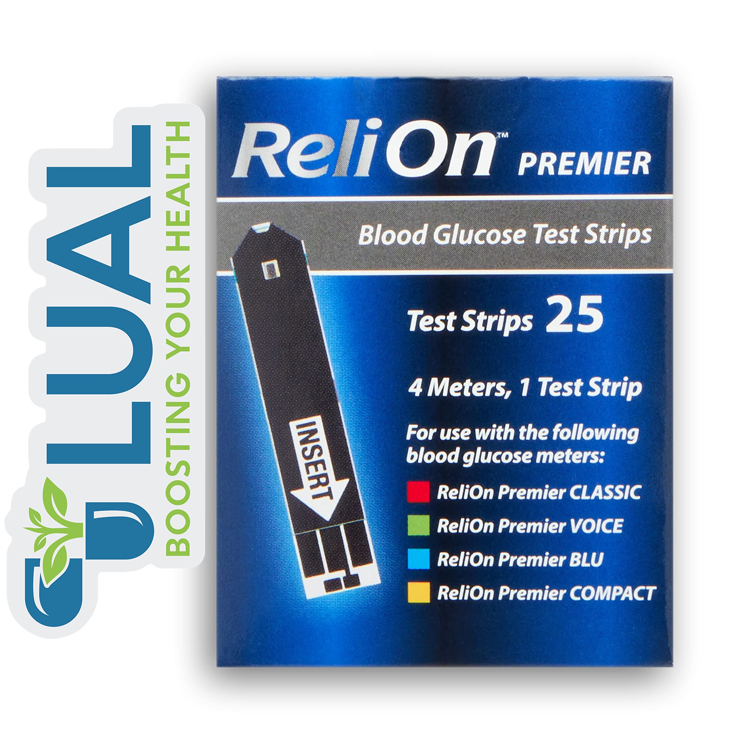 LUAL Premier BLU 25 test strips for reliable fingerstick testing
