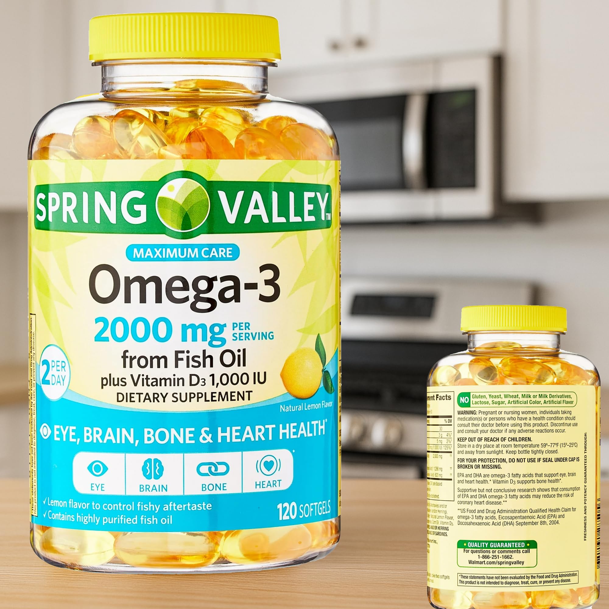 LUAL Spring Valley Omega-3 allergen-free label for sensitive diets.