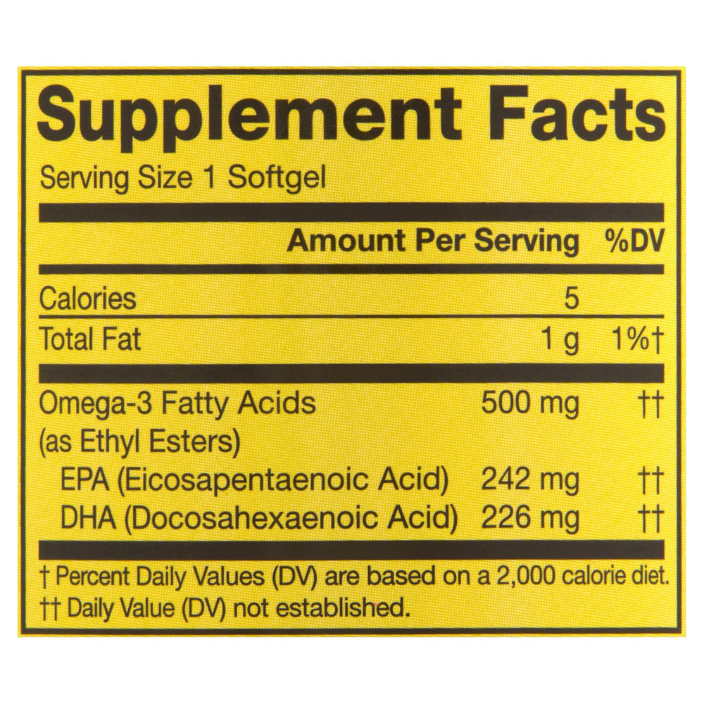Spring Valley Omega-3 pour bottle demonstrates convenient daily dosage.