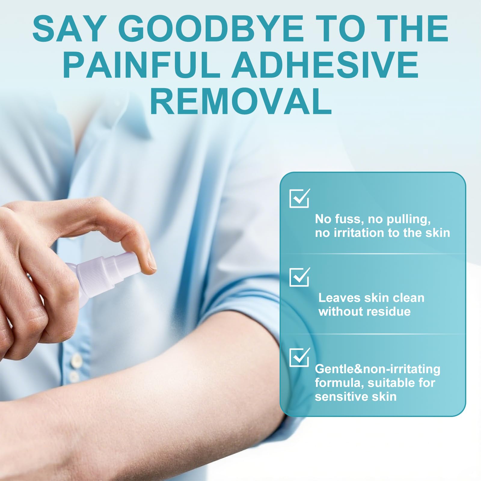 Luanerl spray directly on skin provides full-coverage removal.