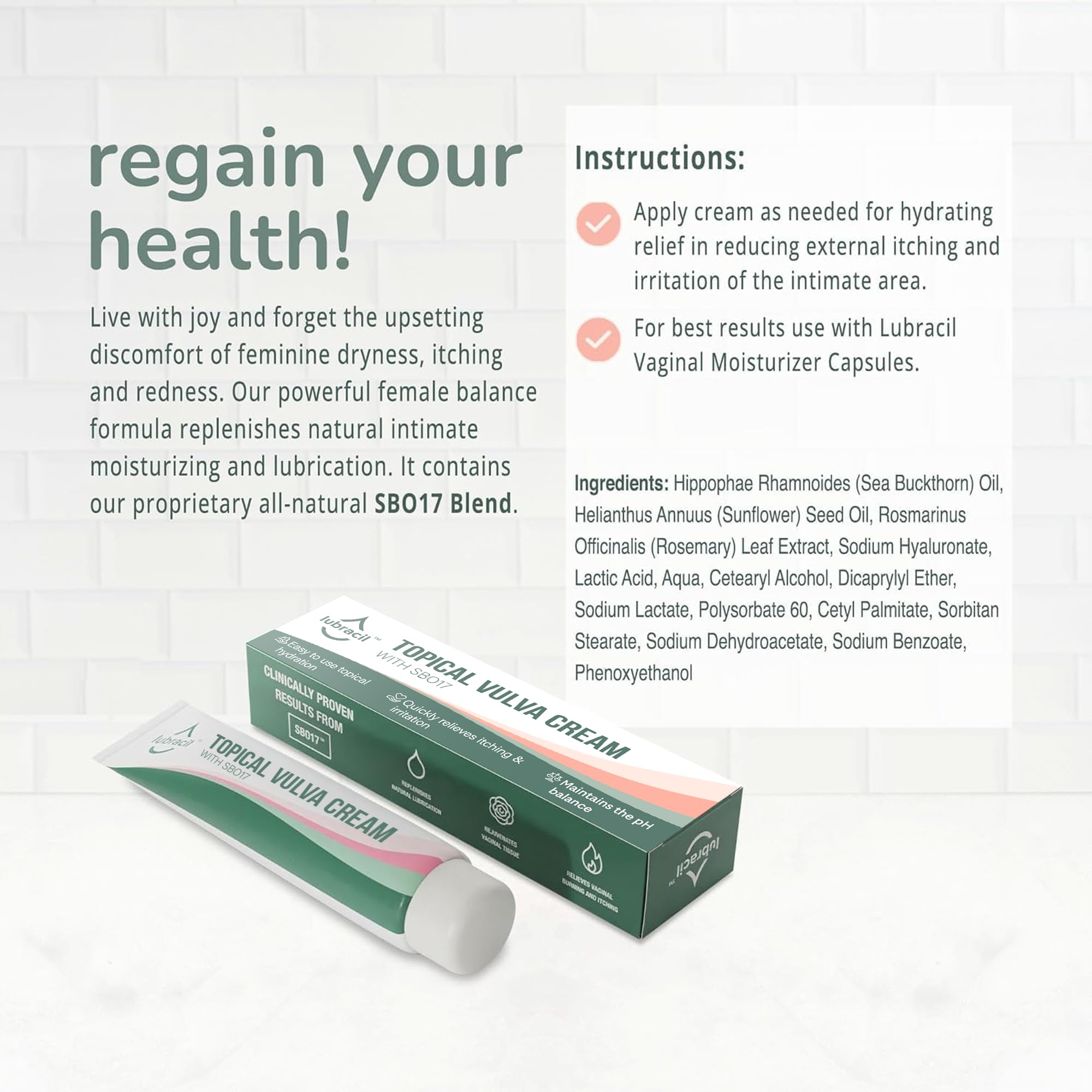 Lubracil Non-greasy absorption demonstrates quick-drying cream on skin.