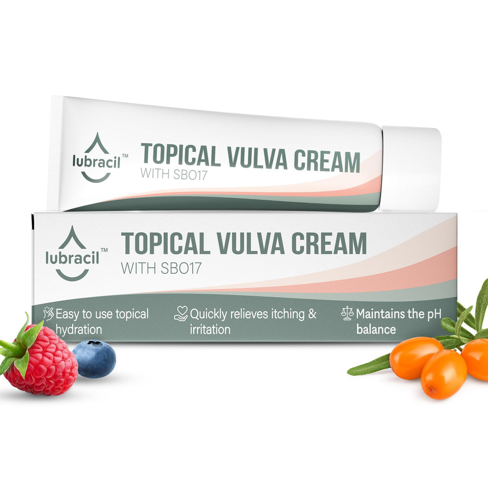 Lubracil Vulva Moisture Cream bottle shown for discreet daily intimate care.