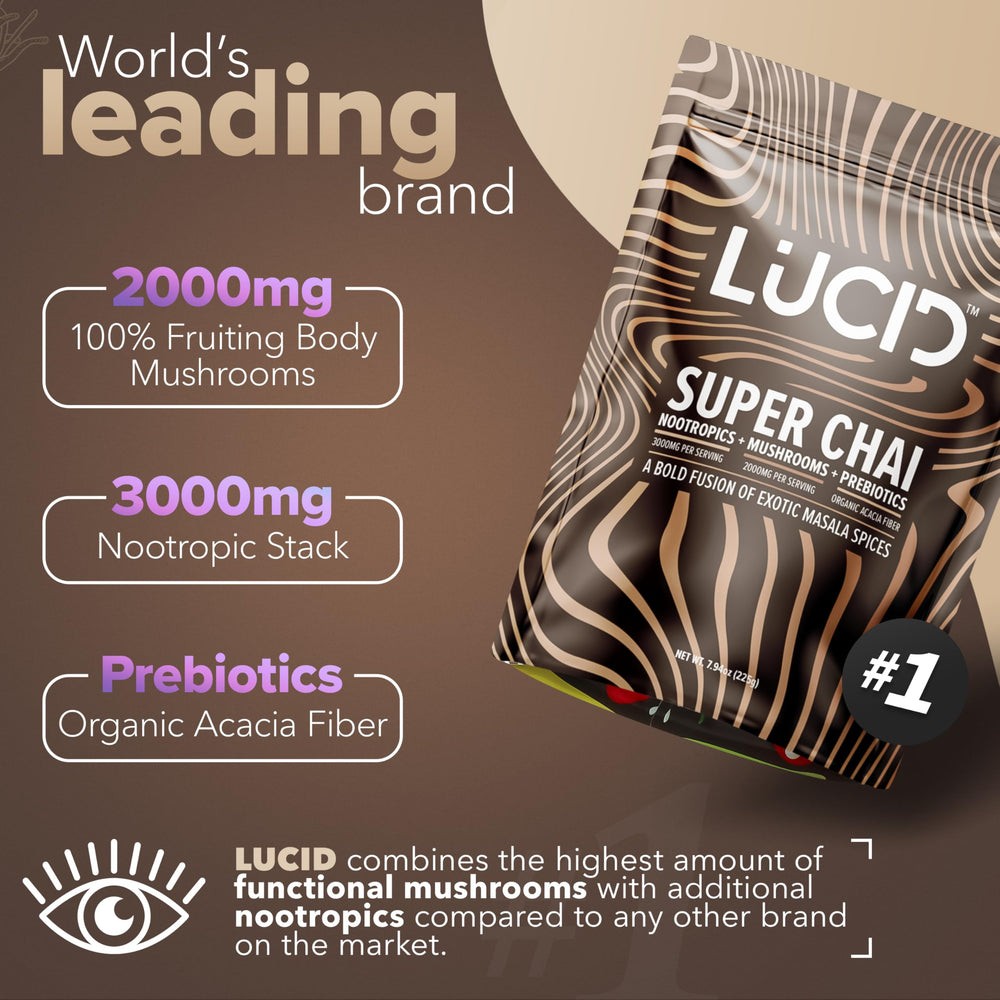 Lucid Superfood Mushroom Chai tremella flavor for smooth taste