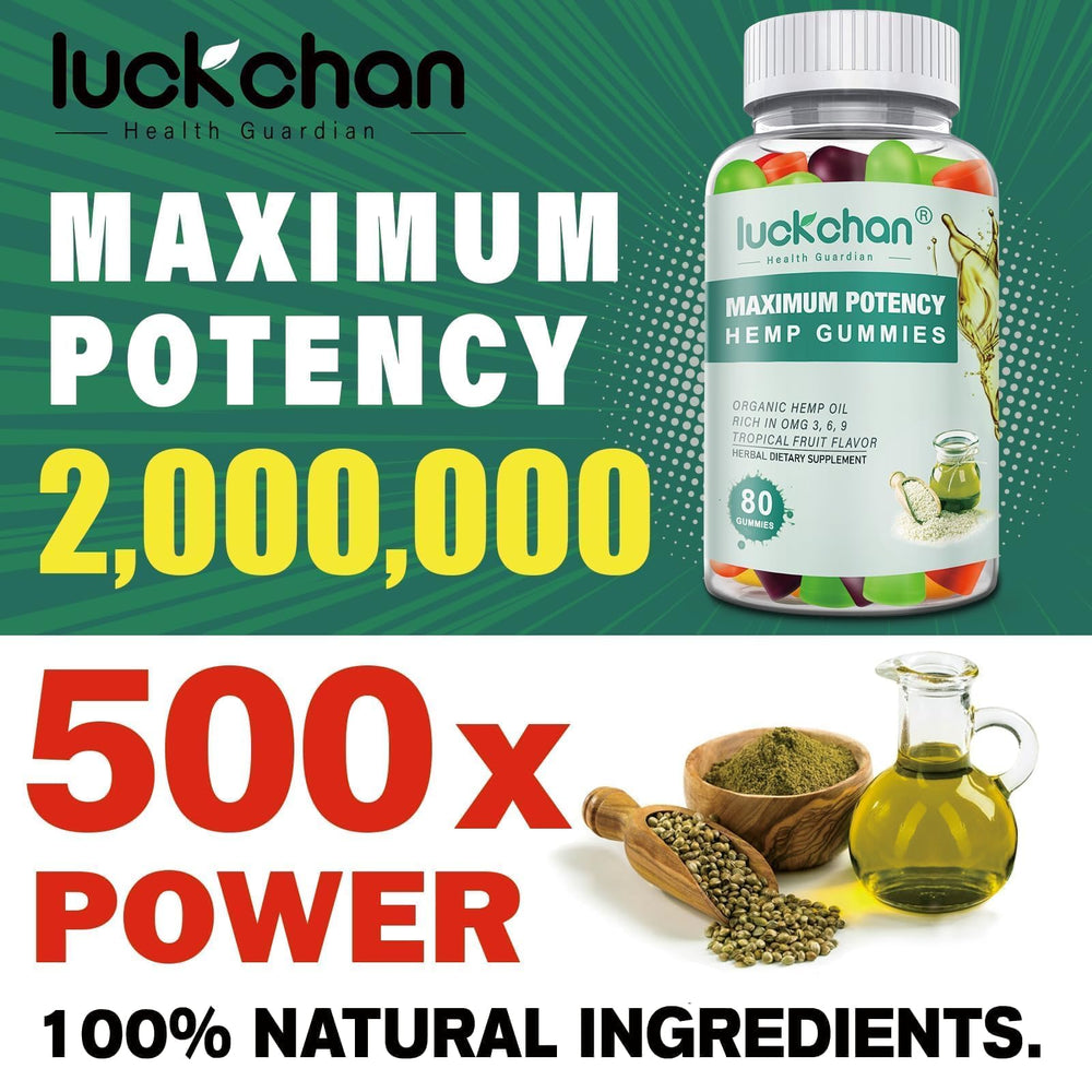 LUCKCHAN hemp gummies pain relief bottle supports daily comfort.