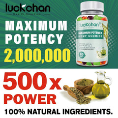 LUCKCHAN hemp gummies pain relief bottle supports daily comfort.