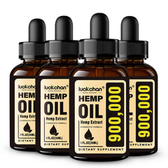 LUCKCHAN hemp oil bottle front with premium packaging for daily relaxation.