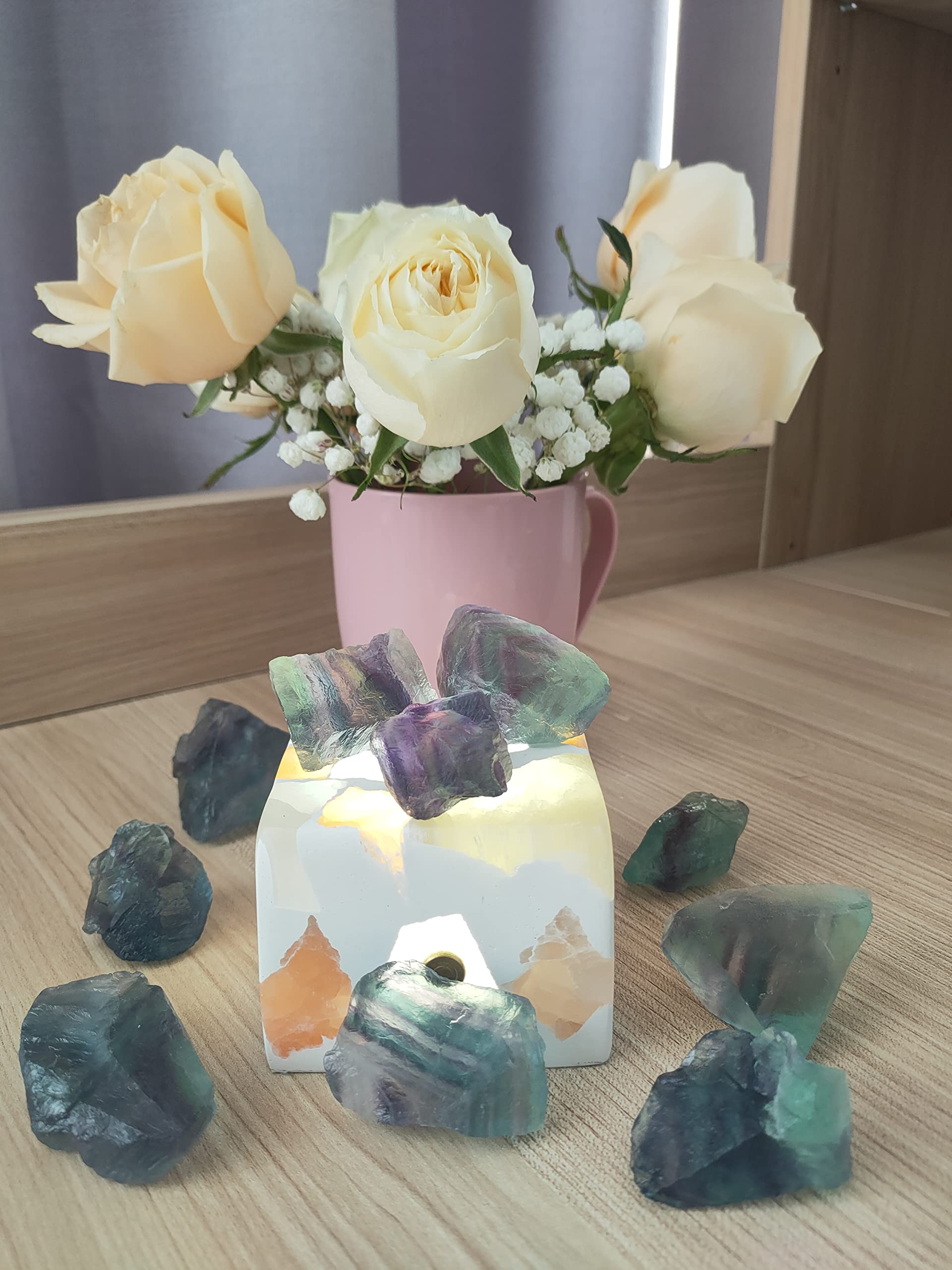 Luckeeper rainbow fluorite rough crystals as a gift idea