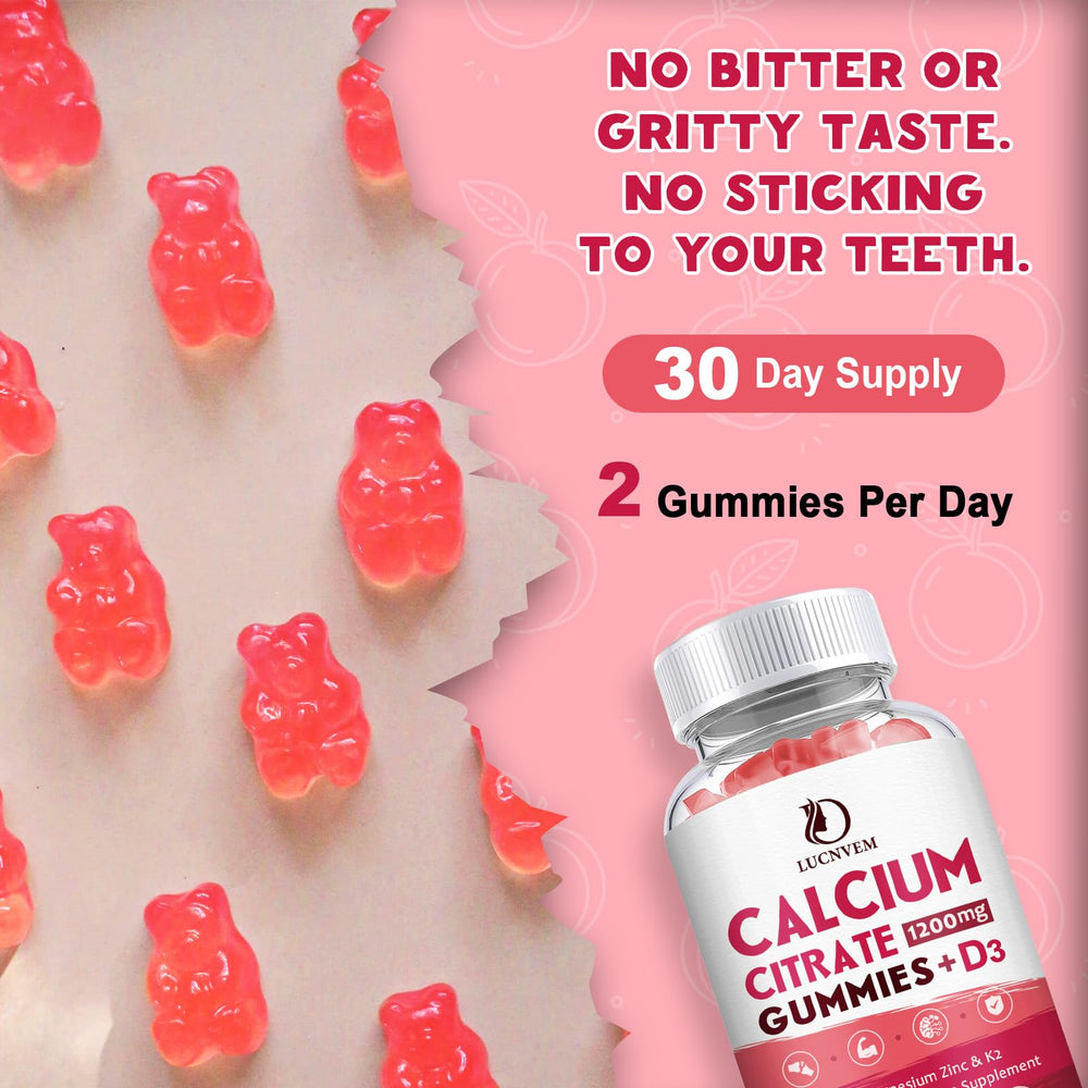 LUCNVEM calcium citrate 1200mg gummies packaging for on the go use