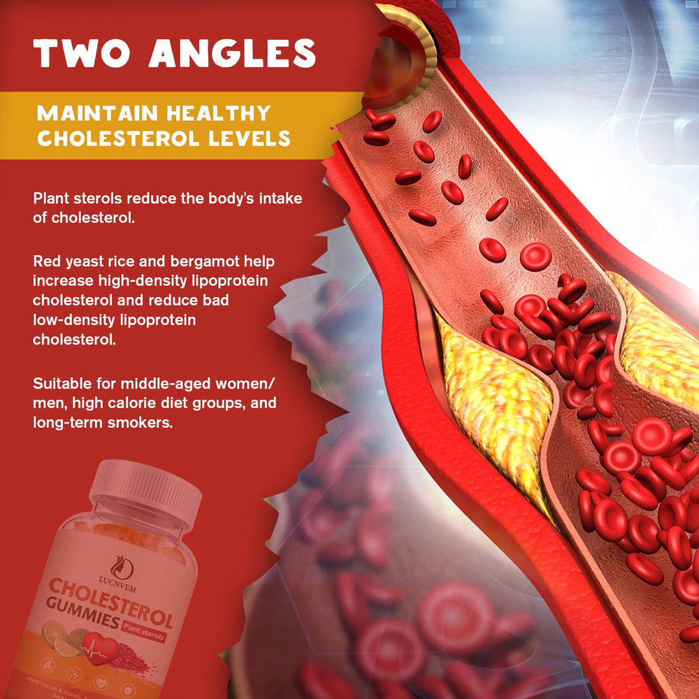 Soft chewy texture of LUCNVEM cholesterol gummies in a close-up shot