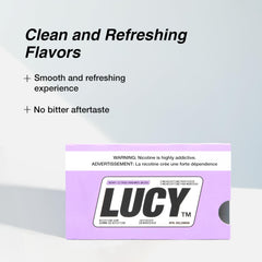 LUCY Nicotine Gum 2mg Berry Citrus gum piece on display for on-the-go use.