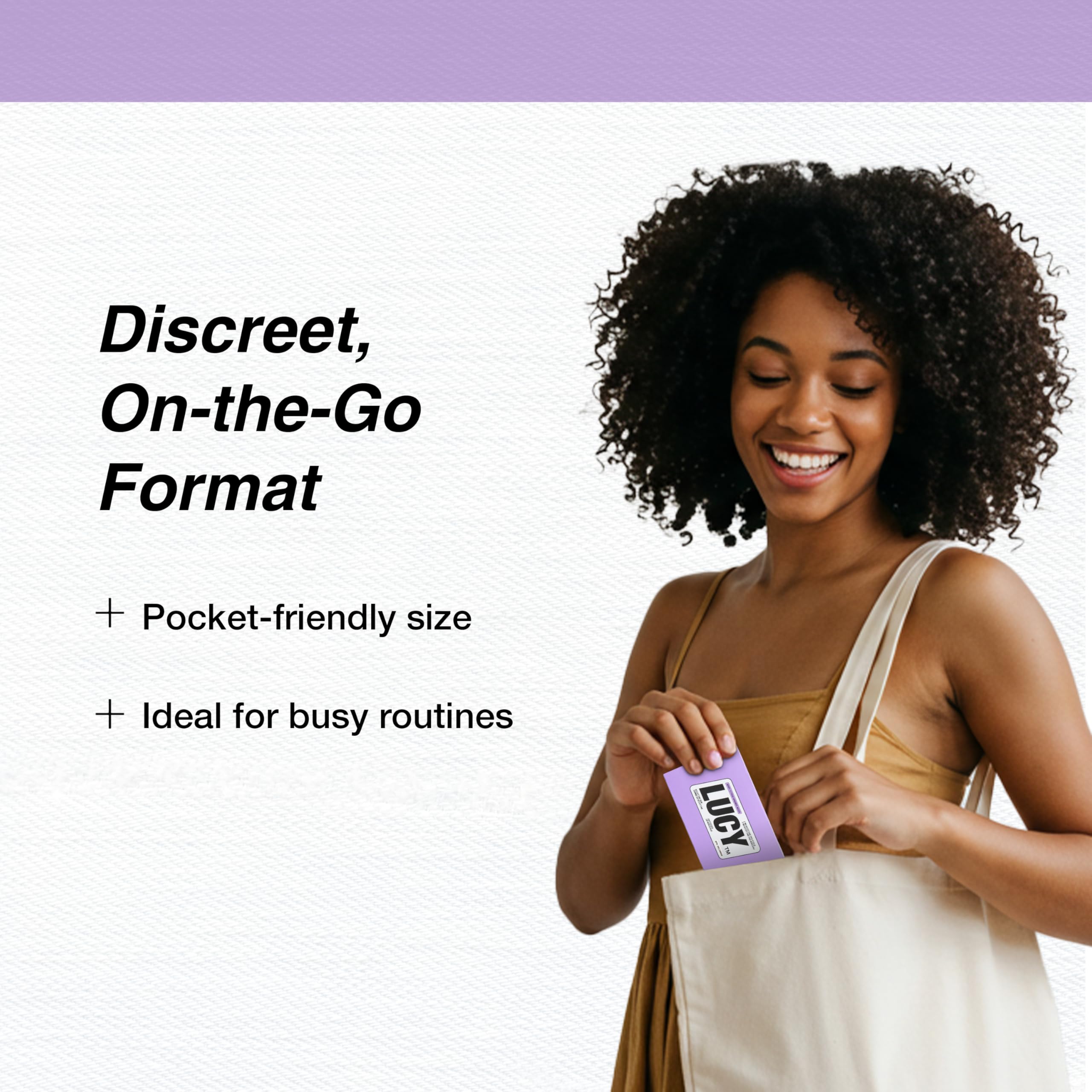 LUCY Nicotine Gum 2mg Berry Citrus on-the-go scene shows portable support.
