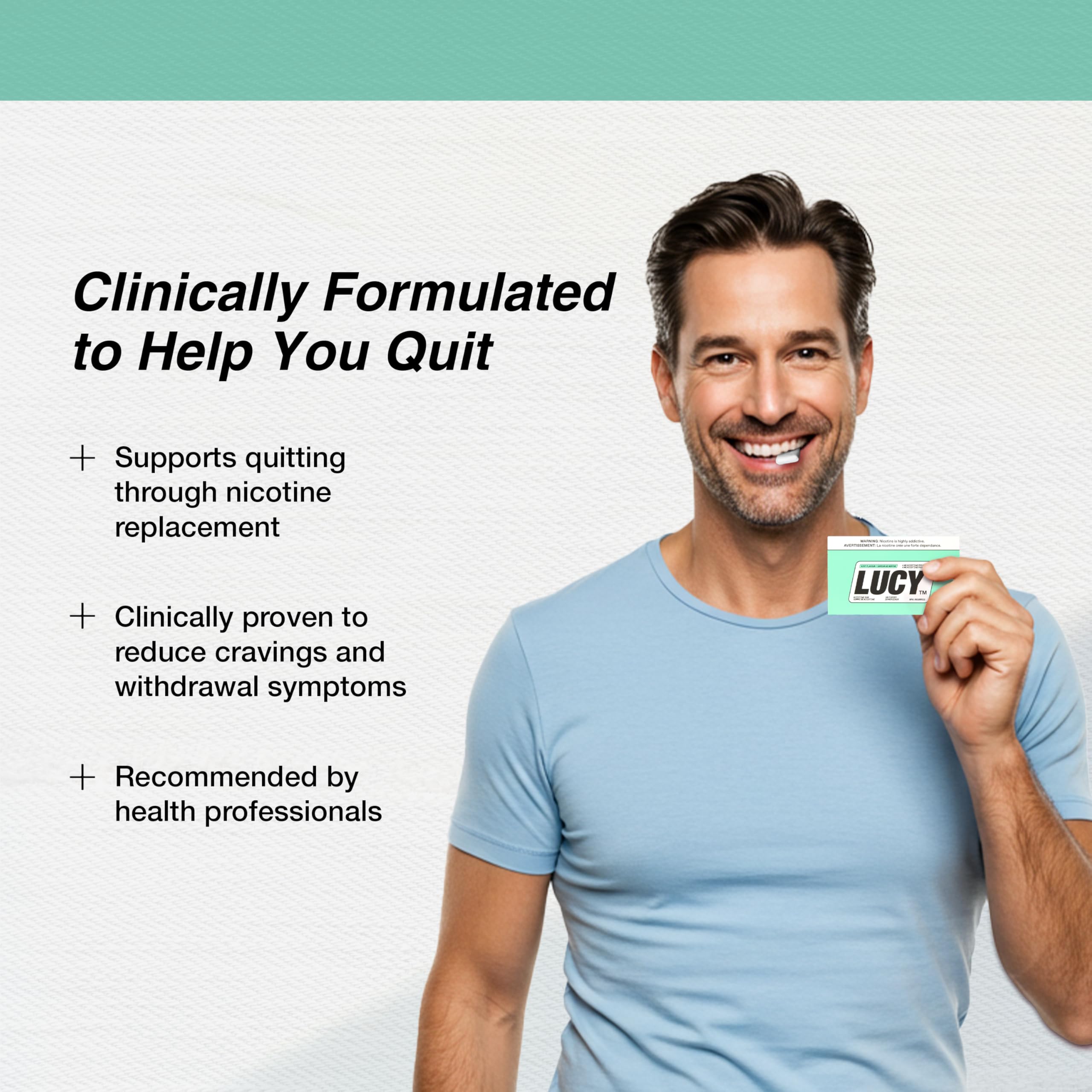 Lucy nicotine gum mango pack ideal for discreet daytime use