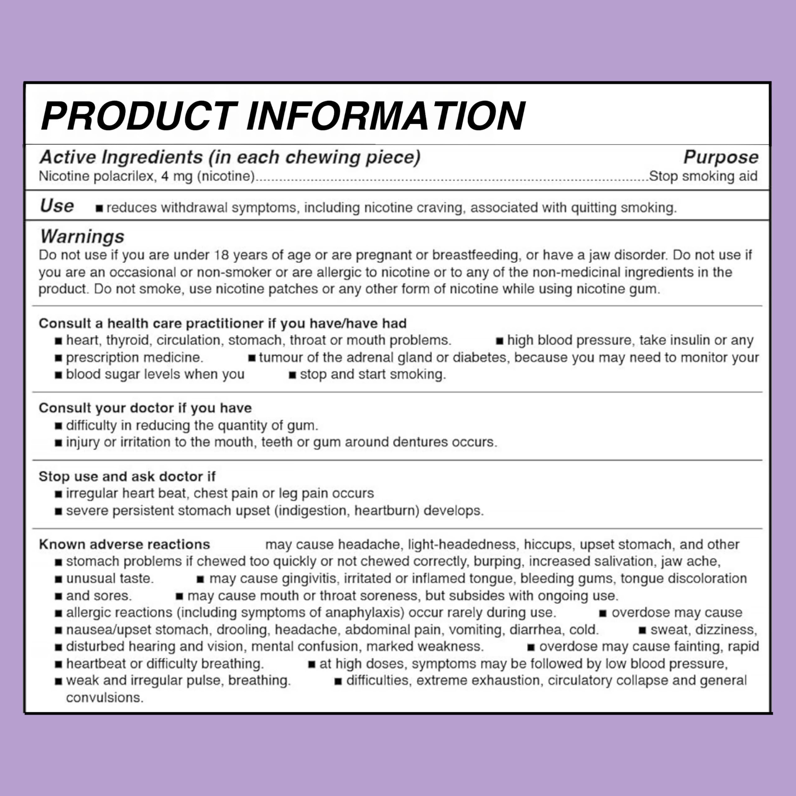 Lucy nicotine gum wrappers opened showcases ready-to-use pieces