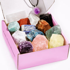 LUDESENIMUE 14Pcs Crystals on a Selenite Plate for gentle charging and cleansing