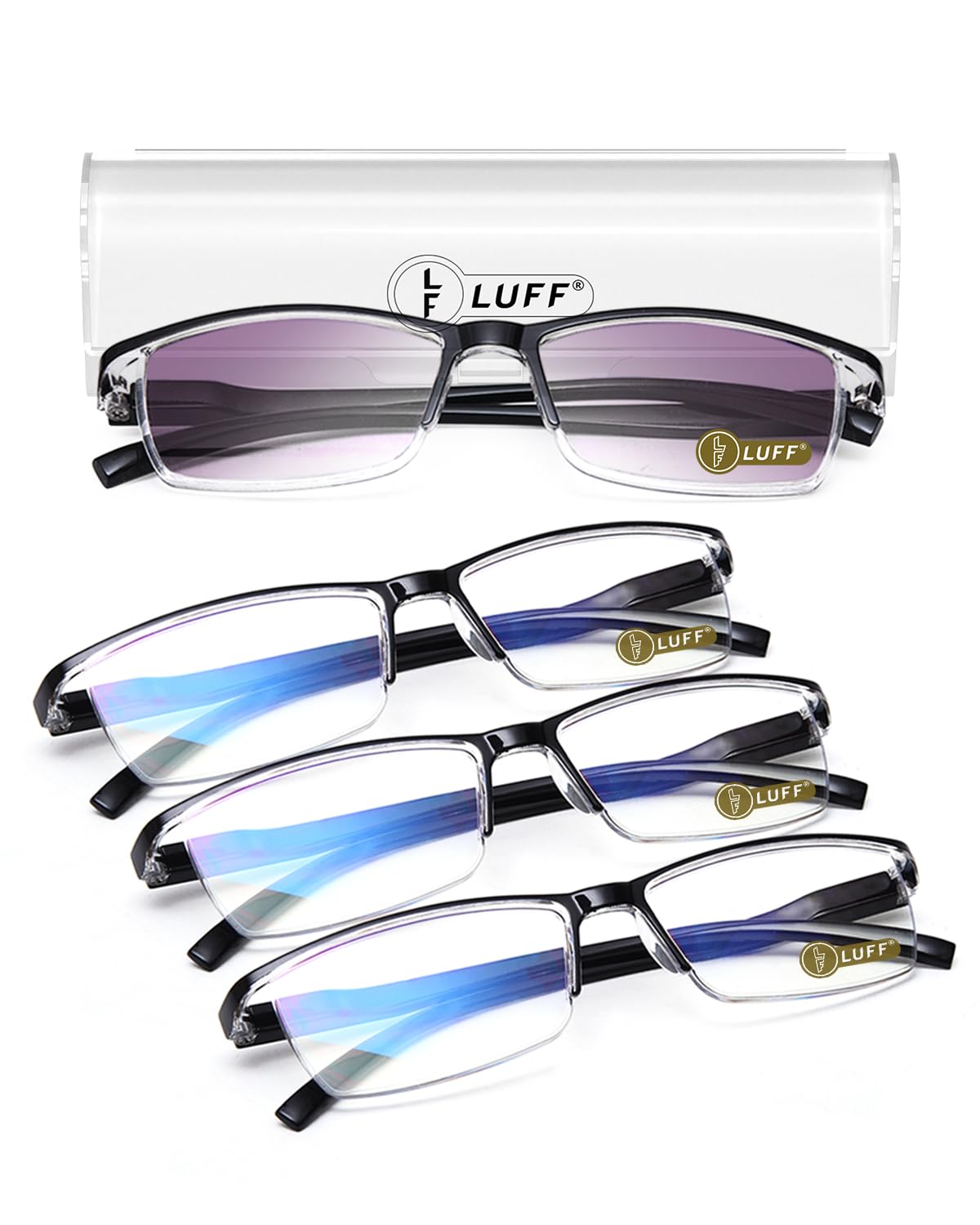 LUFF anti-blue-ray reading glasses with UV400 for comfortable indoor reading.