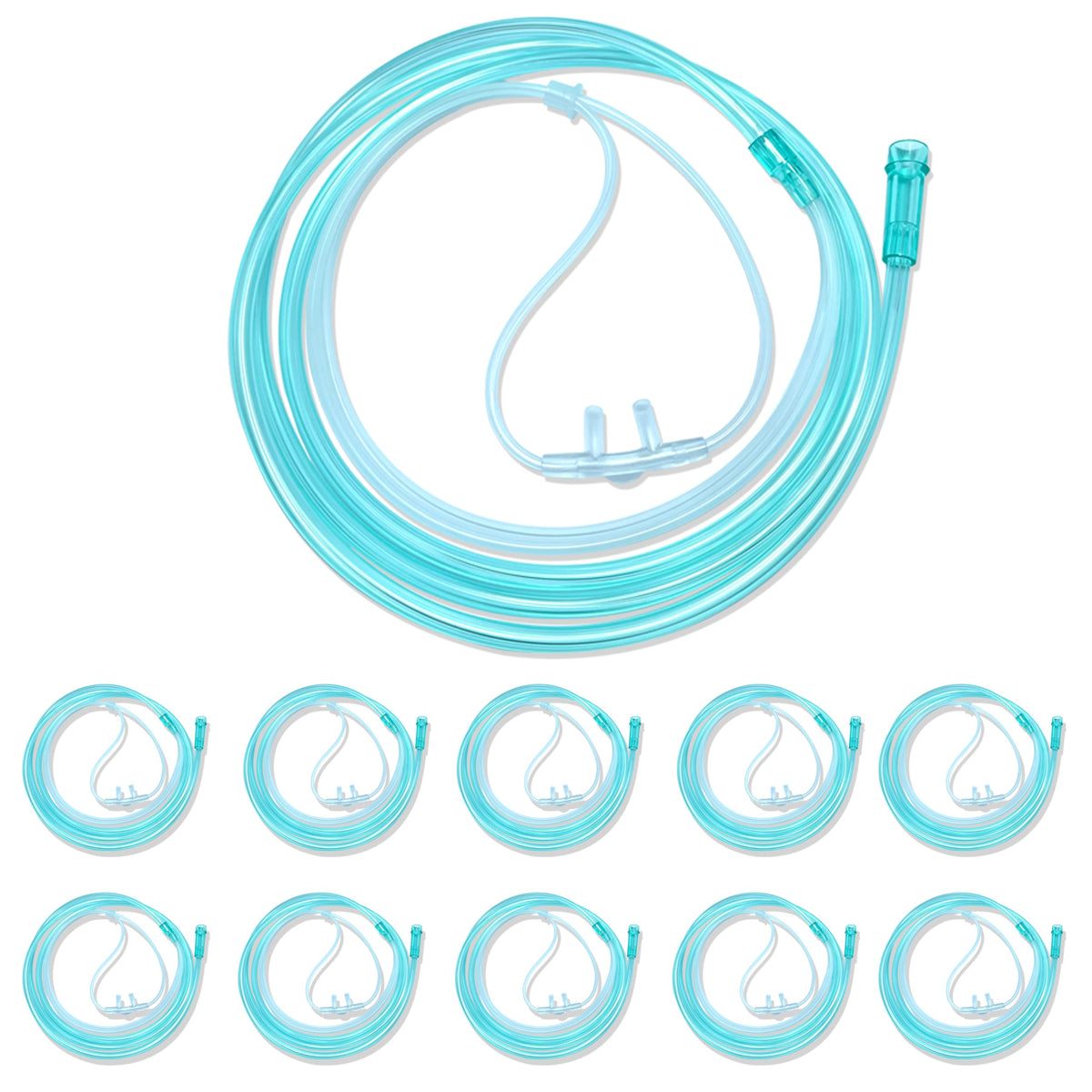 Luisddi 10-pack nasal cannulas in individual packaging for easy, clean replacement.