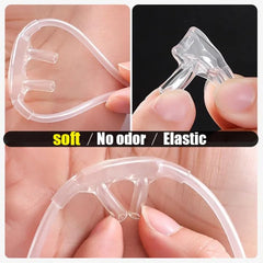 Luisddi comfort-fit nasal cannula contours softly around face and ears.