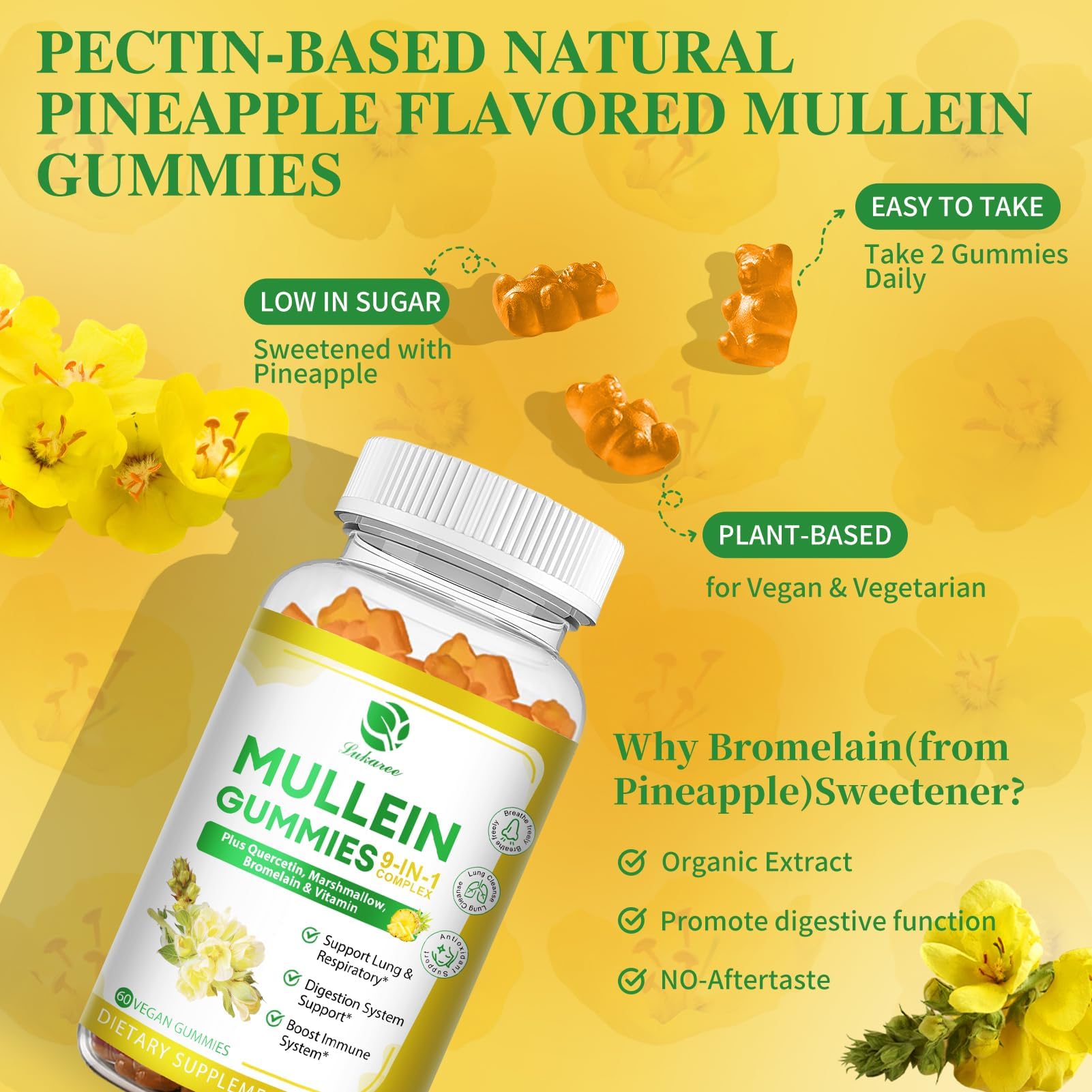 Lukaree gummies with pineapple-derived sweetness for flavor and digestion support.