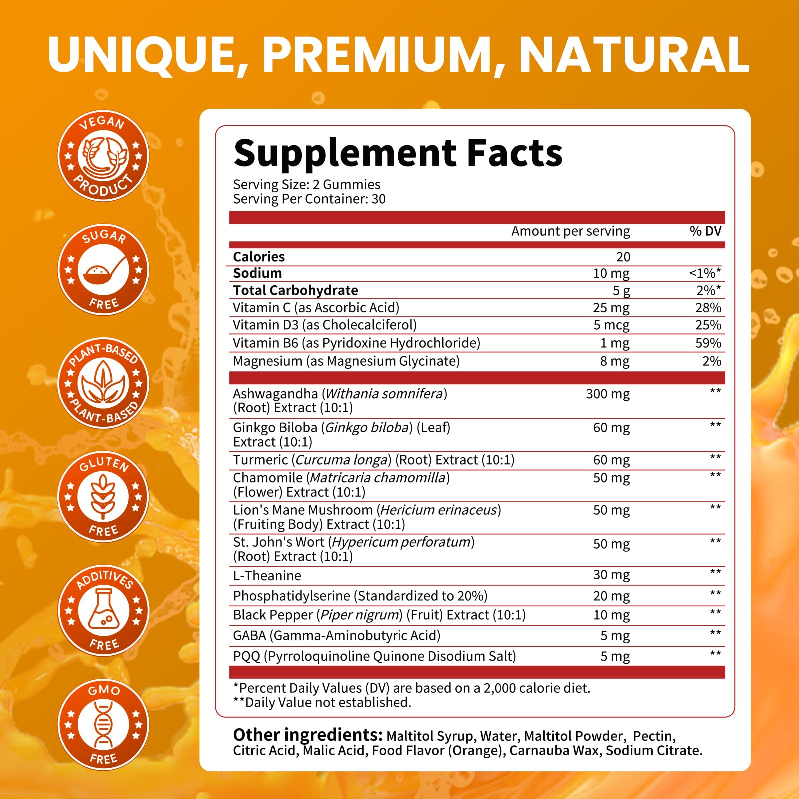 Lukaree Cortisol Gummies orange flavor bottle label close-up for wellbeing.