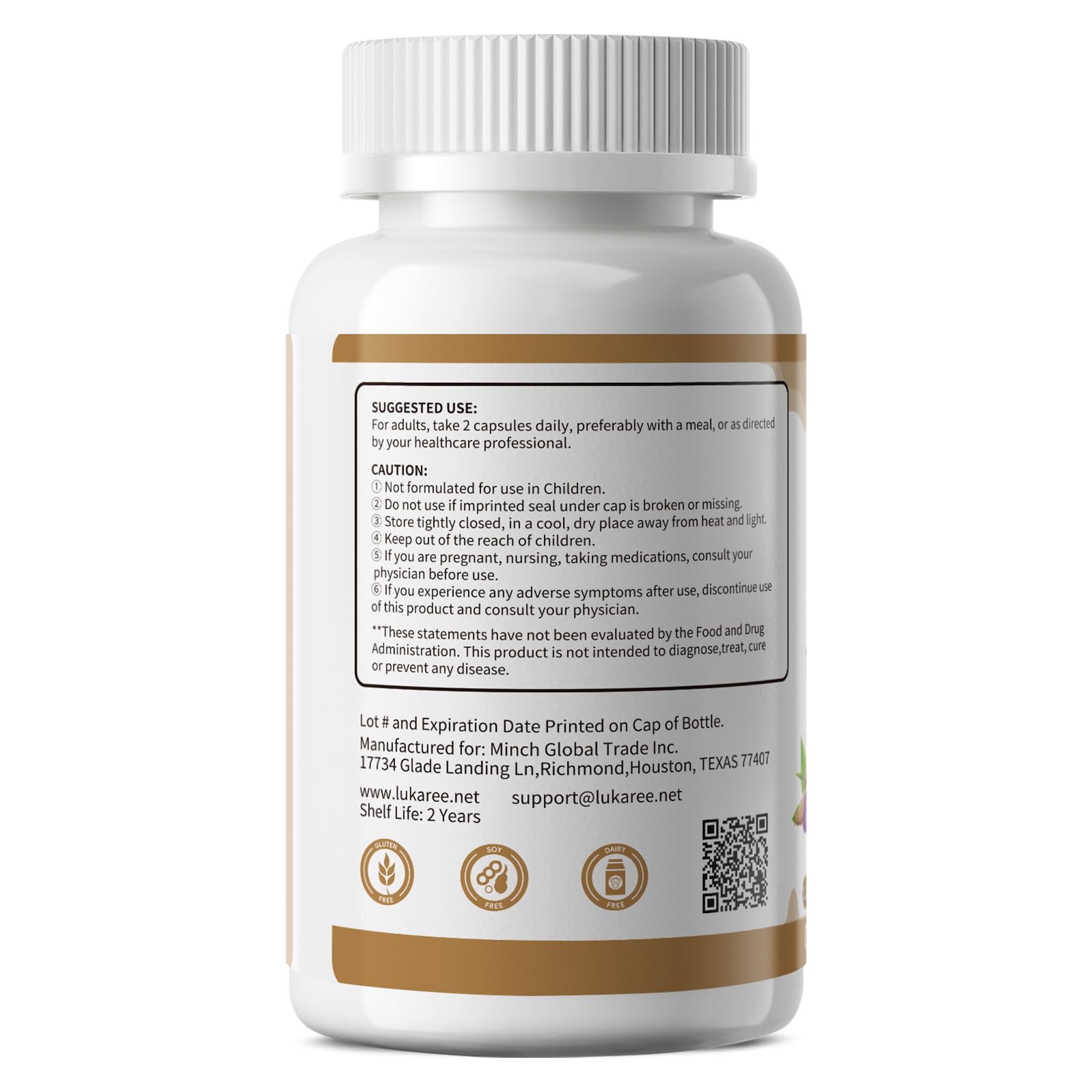 Lukaree bottle label close-up highlighting clean formula ingredients.