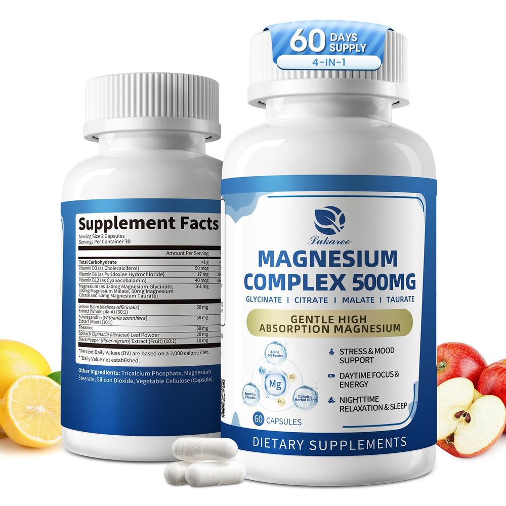 Lukaree 4-in-1 magnesium bottle front for daily relaxation and focus