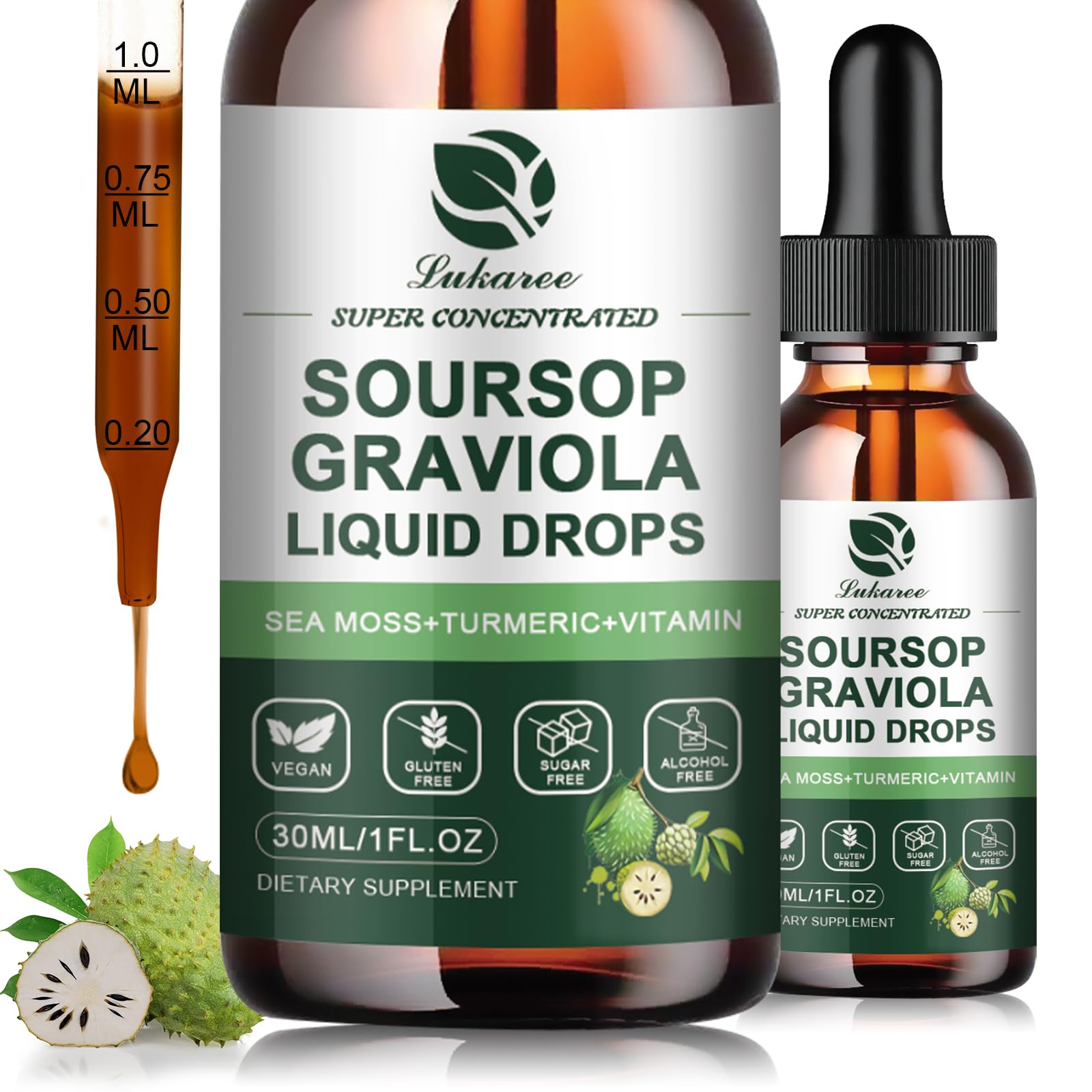 Lukaree Soursop Leaf Extract bottle highlighting daily wellness blend.
