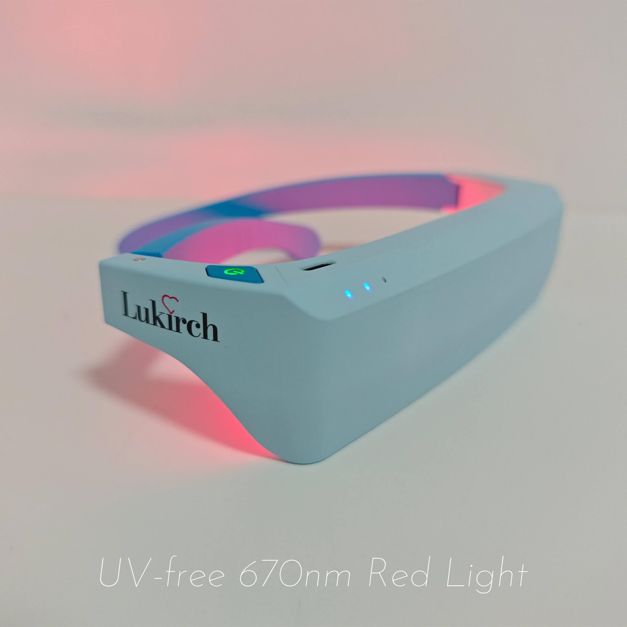 Lukirch 670nm red light glasses worn hands free for easy daily eye relief.