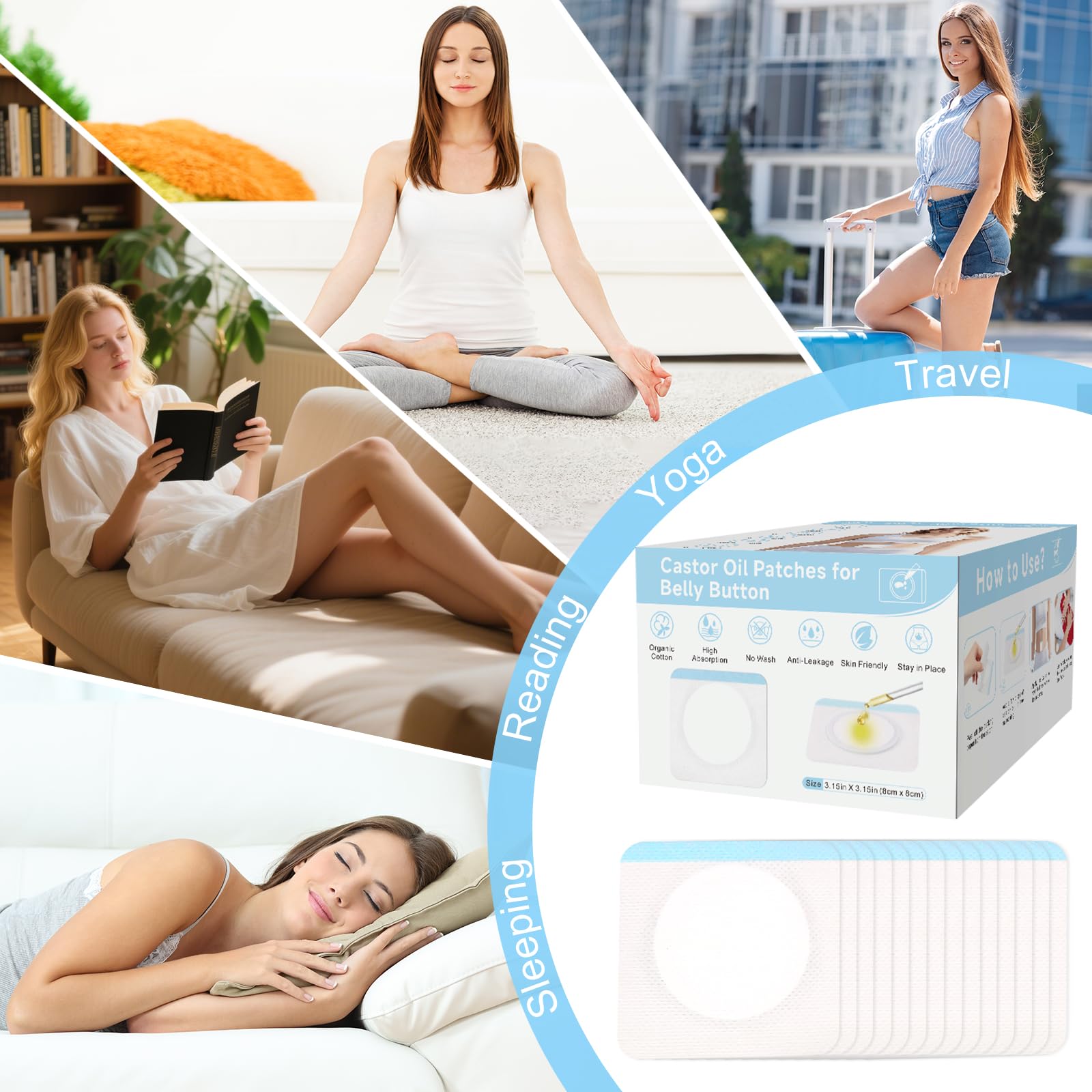 LukToMao castor oil patch supports multi-zone use on abdomen or back