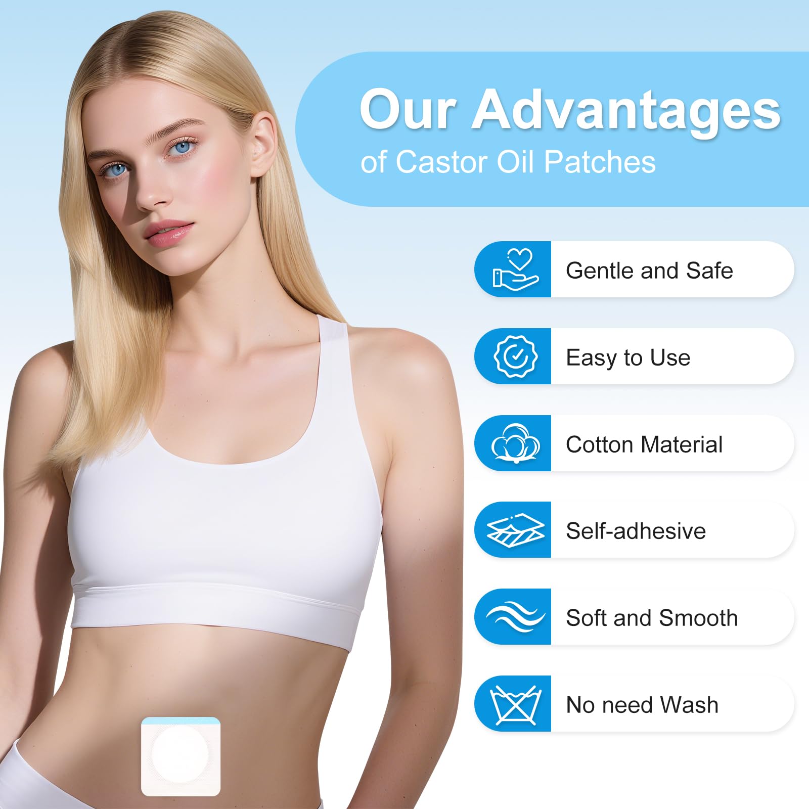 LukToMao castor oil pack patch with an oil-free core for precise topical use